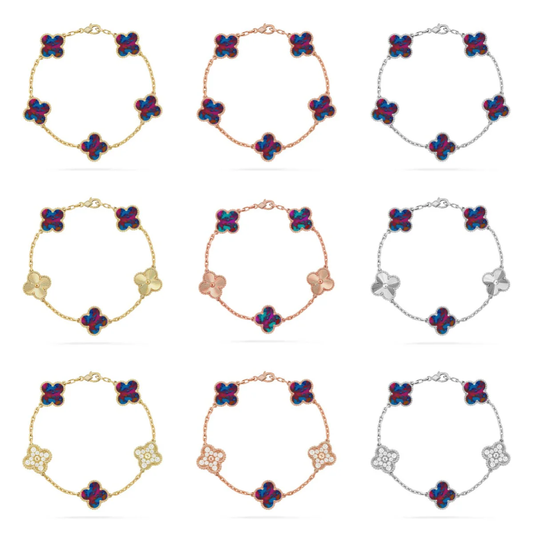 [Marins]CLOVER 5 MOTIF COLOR GEMSTONES BRACELET COLLECTION