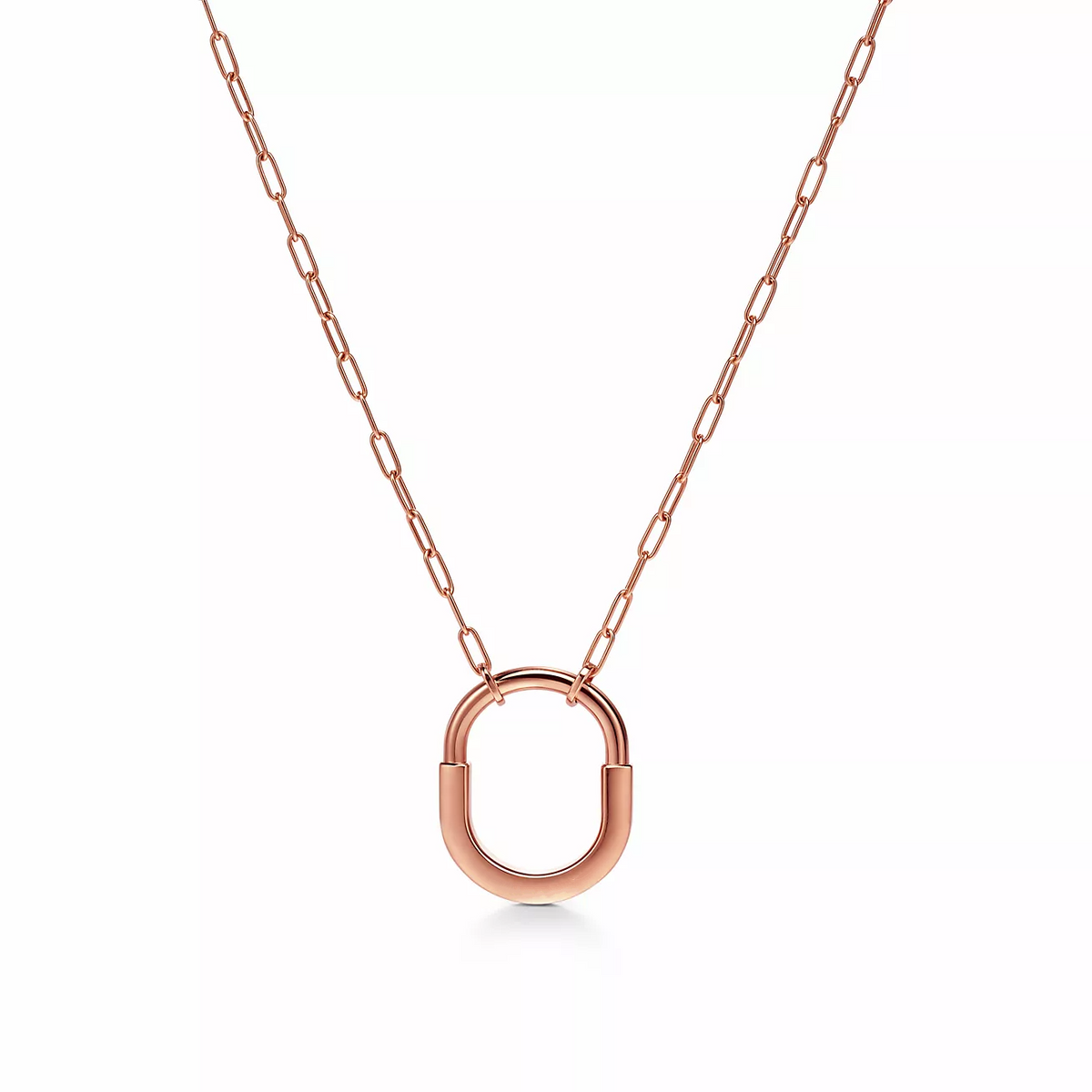[Marins]LOCK MEDIUM PENDANT PINK DIAMOND PINK GOLD NECKLACE