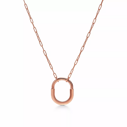 [Marins]LOCK MEDIUM PENDANT PINK DIAMOND PINK GOLD NECKLACE