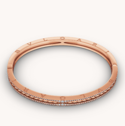 [Marins]ZERO 1 SPIRAL AND PAVED DIAMOND PINK GOLD BRACELET