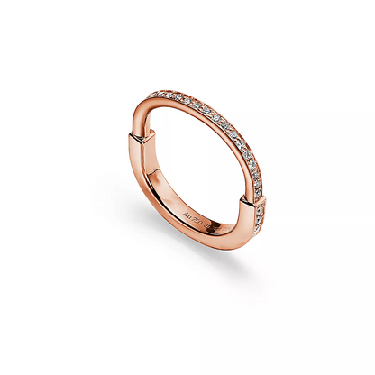[Marins]LOCK RING PINK GOLD DIAMOND PAVED