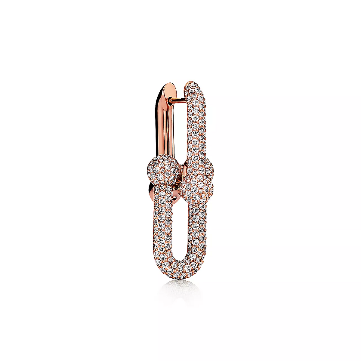 [Marins]LARGE LINK EARRINGS PINK GOLD WITH PAVED DIAMONDS