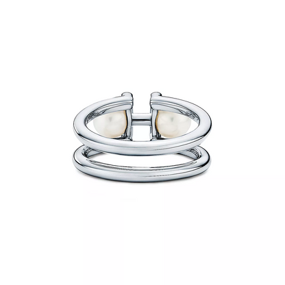 [Marins]DOUBLE PEARL SILVER RING