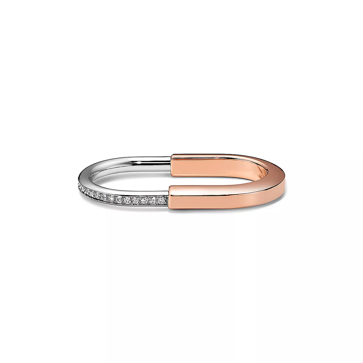 [Marins]LOCK RING TOW-FINGER ROSE AND WHITE GOLD DIAMONDS