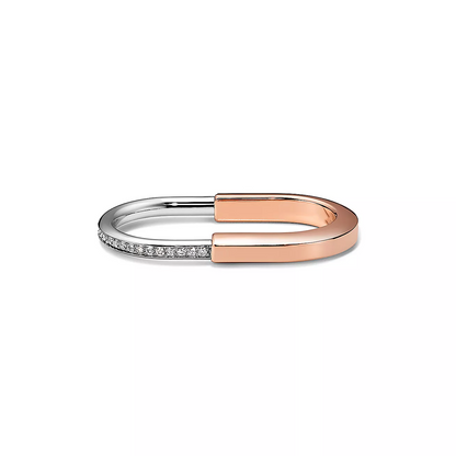 [Marins]LOCK RING TOW-FINGER ROSE AND WHITE GOLD DIAMONDS
