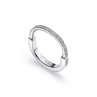 [Marins]LOCK RING SILVER DIAMOND PAVED