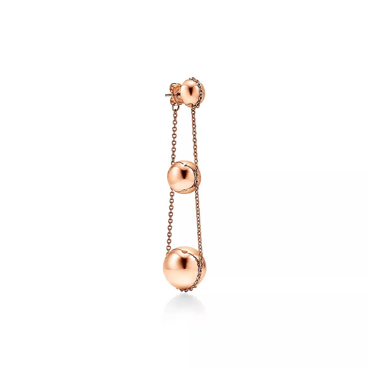 [Marins]TRIPLE DROP PINK GOLD EARRINGS