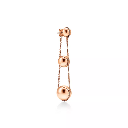 [Marins]TRIPLE DROP PINK GOLD EARRINGS