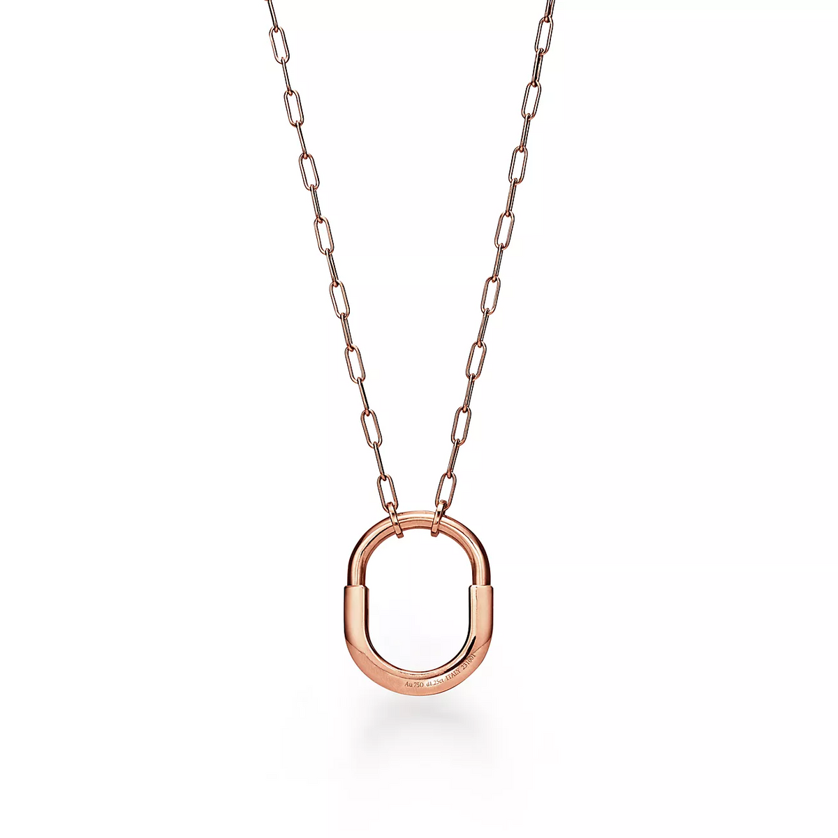 [Marins]LOCK NECKLACE MEDIUM PENDANT PINK GOLD PAVED DIAMONDS