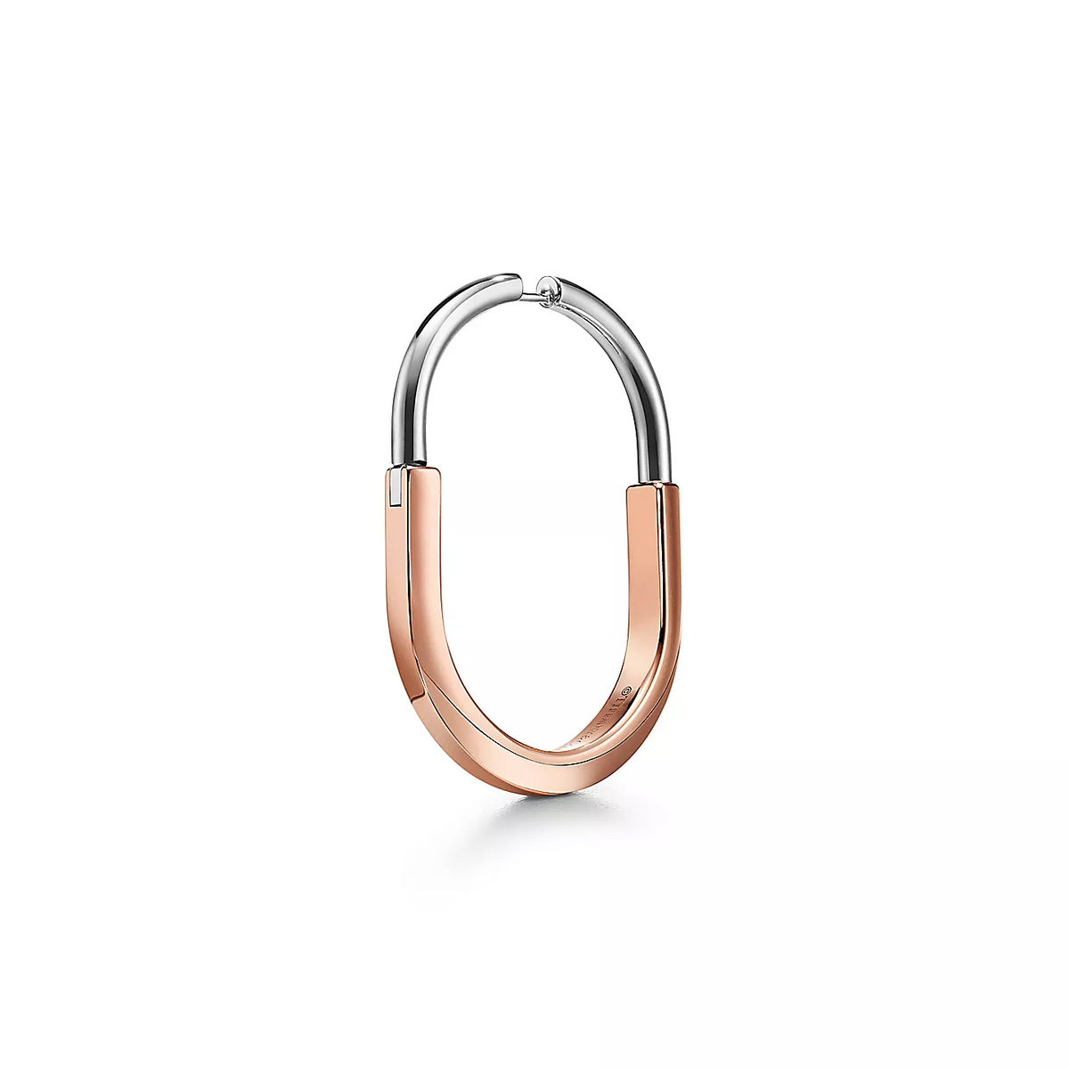 [Marins]LOCK EARRINGS ROSE AND WHITE GOLD DIAMONDS EXTRA LARGE