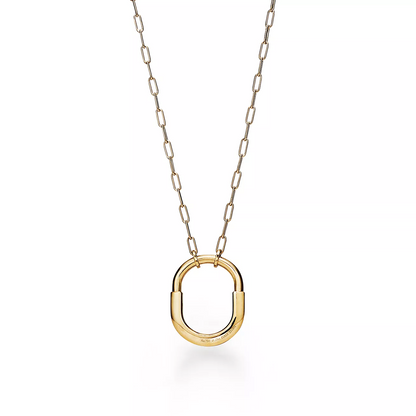 [Marins]LOCK NECKLACE MEDIUM PENDANT GOLD PAVED DIAMONDS