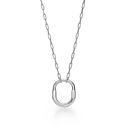 [Marins]LOCK NECKLACE MEDIUM PENDANT SILVER PAVED DIAMONDS