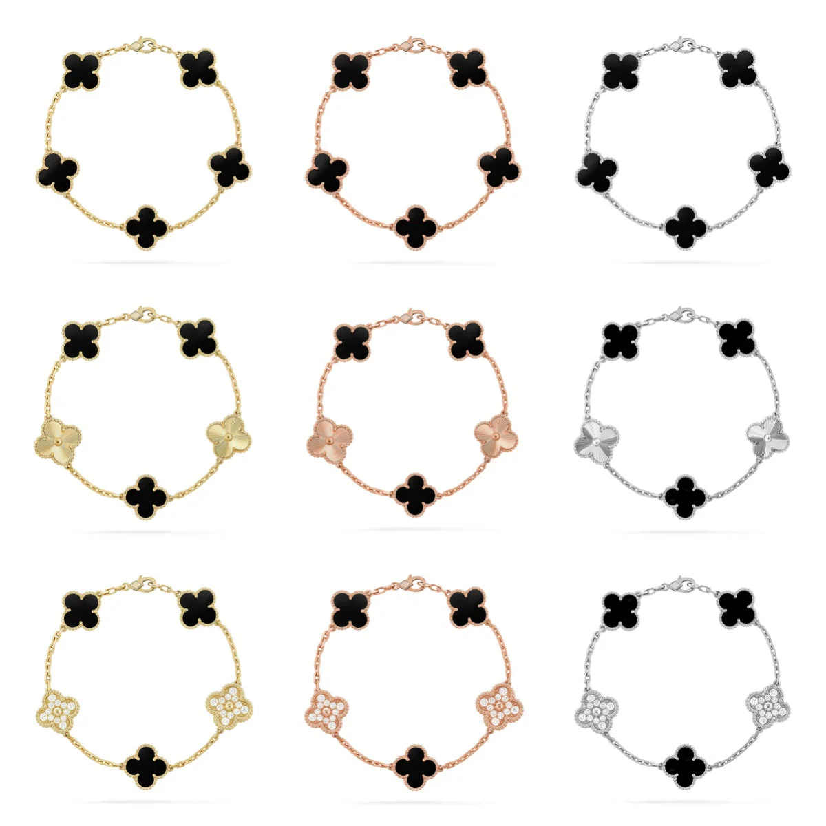 [Marins] CLOVER 5 MOTIF ONYXS BRACELET COLLECTION