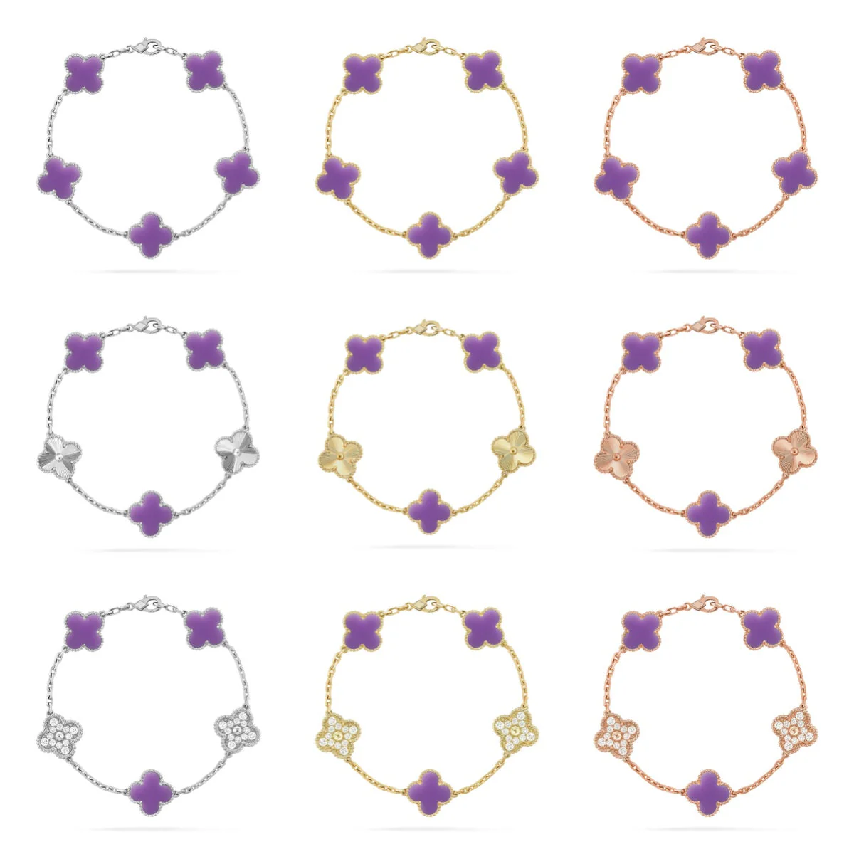 [Marins]CLOVER 5 MOTIF LIGHT PURPLE BRACELET COLLECTION