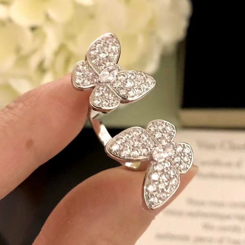 [Marins]TWIN SILVER BUTTERFLY DIAMOND RING