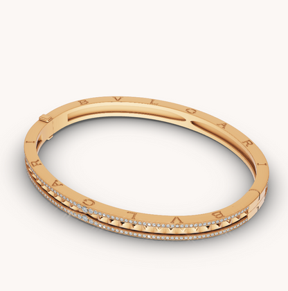 [Marins]ZERO 1 SPIRAL AND PAVED DIAMOND GOLD BRACELET