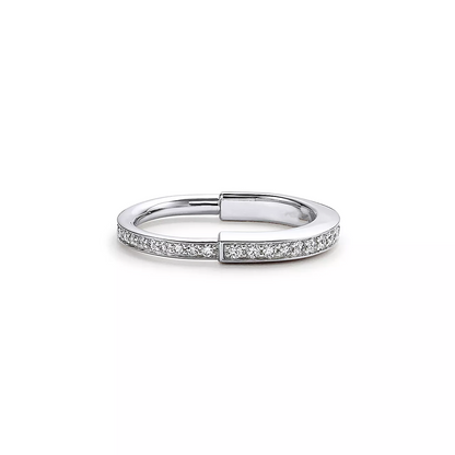 [Marins]LOCK RING SILVER DIAMOND PAVED