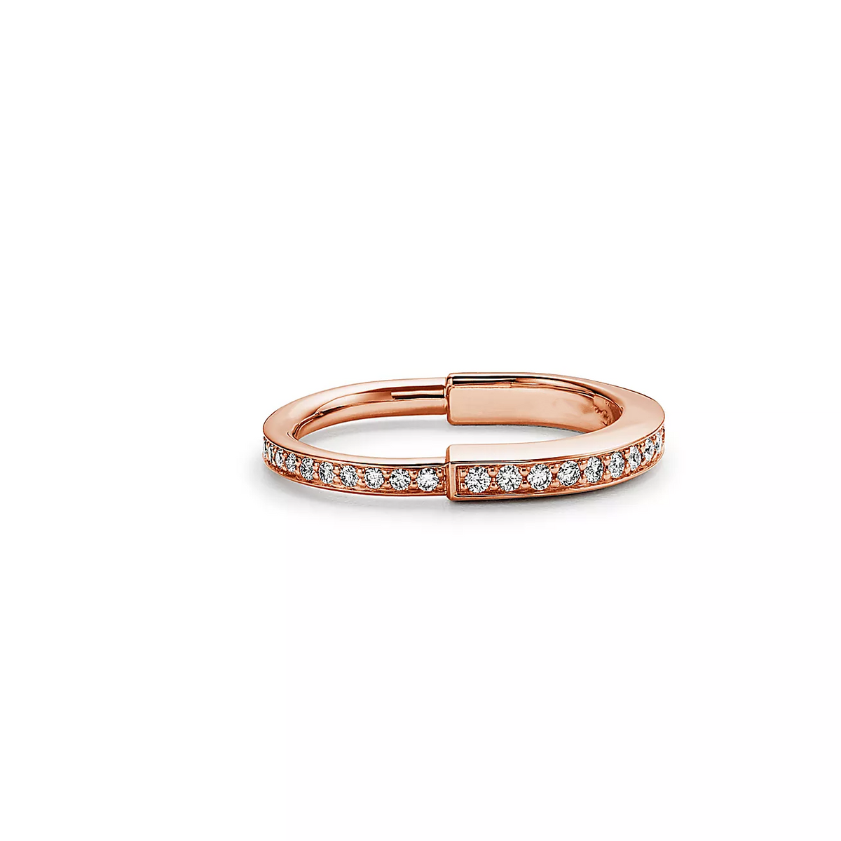 [Marins]LOCK RING PINK GOLD DIAMOND PAVED