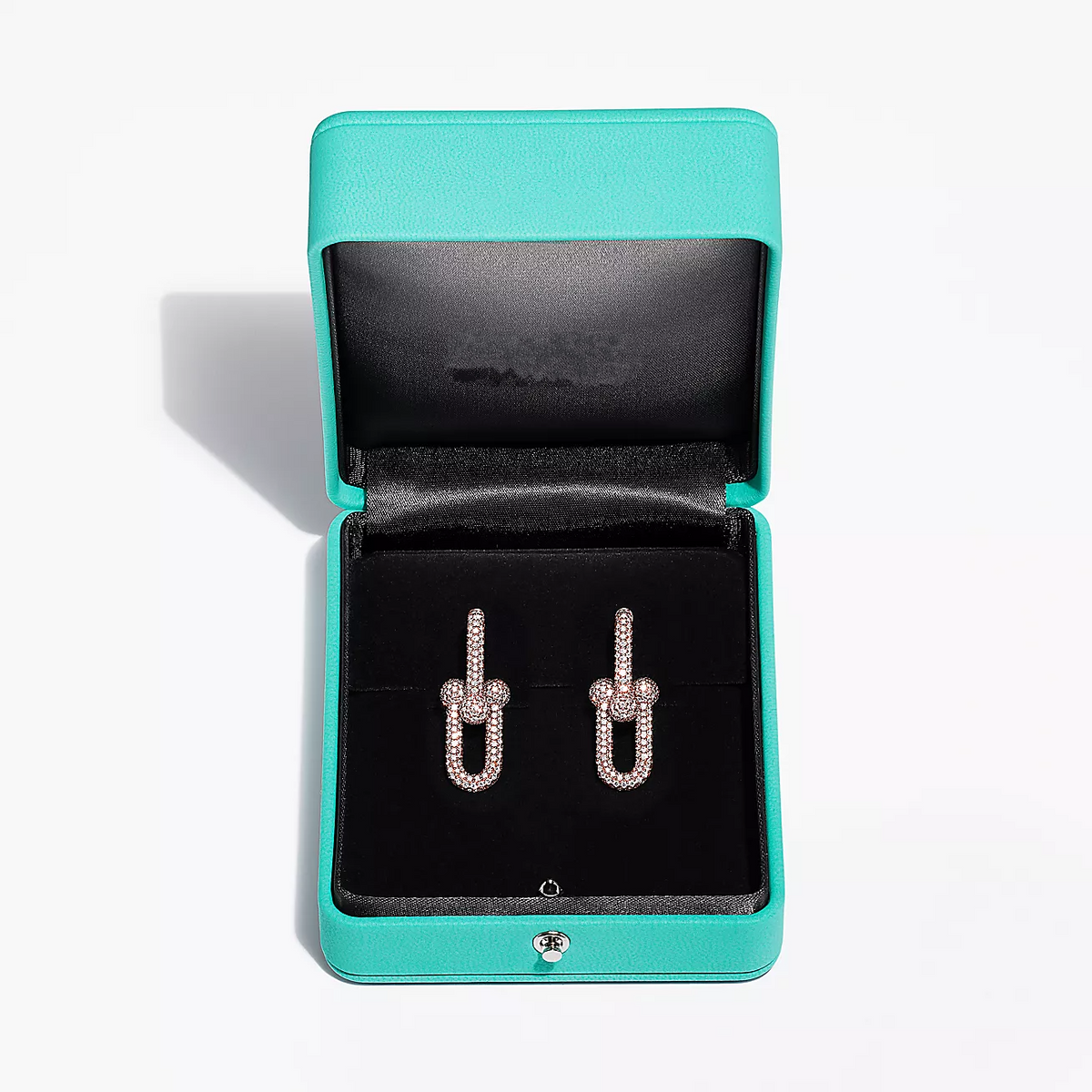 [Marins]LARGE LINK EARRINGS PINK GOLD WITH PAVED DIAMONDS