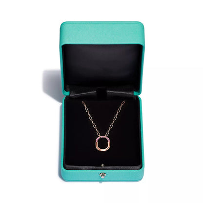 [Marins]LOCK SMALL PENDANT PINK DIAMOND PINK GOLD NECKLACE