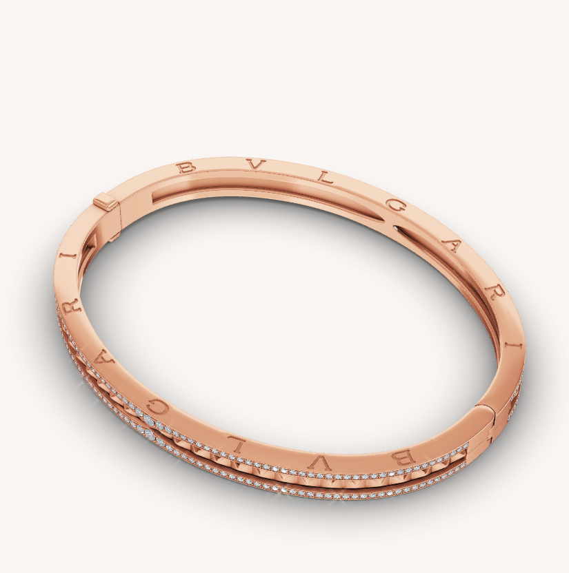 [Marins]ZERO 1 SPIRAL AND PAVED DIAMOND PINK GOLD BRACELET