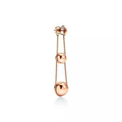 [Marins]TRIPLE DROP PINK GOLD EARRINGS