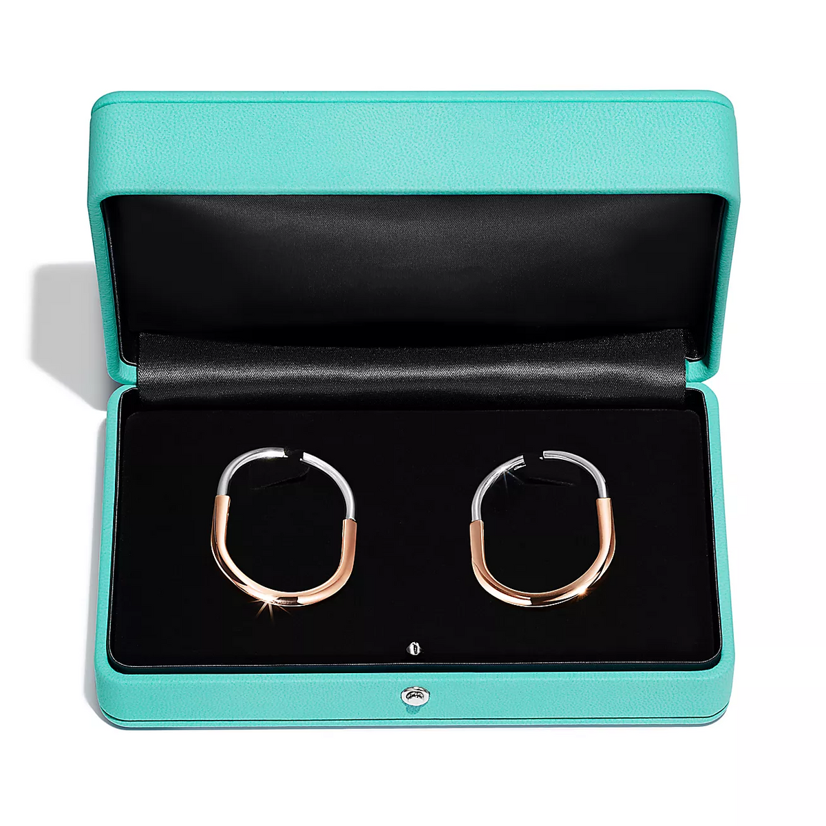 [Marins]LOCK EARRINGS ROSE AND WHITE GOLD DIAMONDS EXTRA LARGE