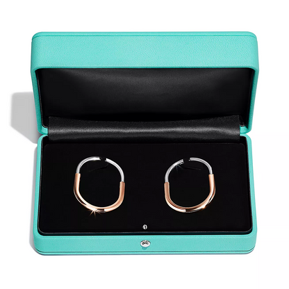 [Marins]LOCK EARRINGS ROSE AND WHITE GOLD DIAMONDS EXTRA LARGE