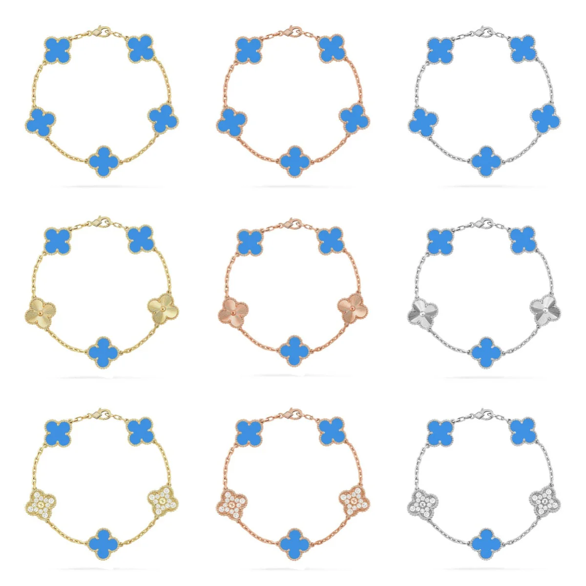 [Marins] CLOVER 5 MOTIF BLUE AGATE BRACELET COLLECTION
