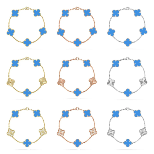 [Marins] CLOVER 5 MOTIF BLUE AGATE BRACELET COLLECTION