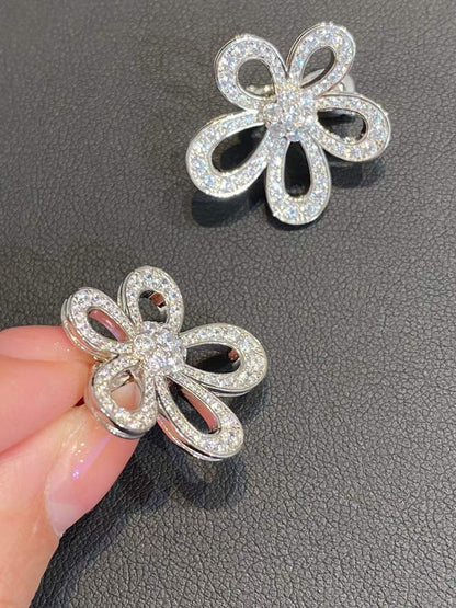 [Marins]FLOWERLACE EARRINGS FULL DIAMONDS