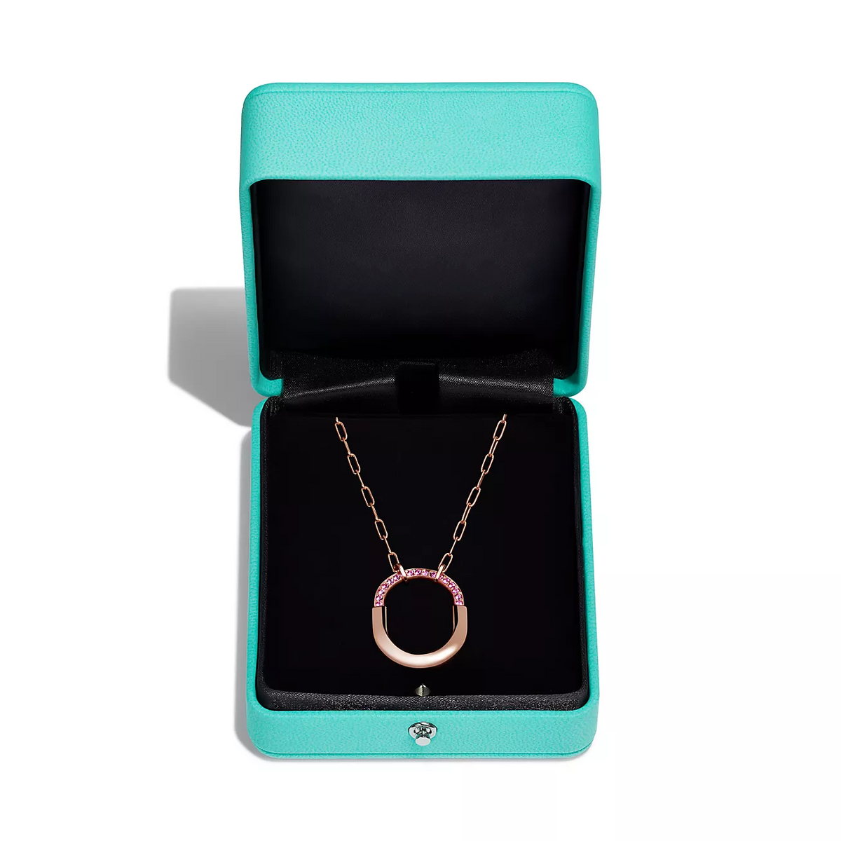 [Marins]LOCK MEDIUM PENDANT PINK DIAMOND PINK GOLD NECKLACE