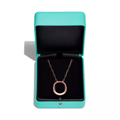 [Marins]LOCK MEDIUM PENDANT PINK DIAMOND PINK GOLD NECKLACE