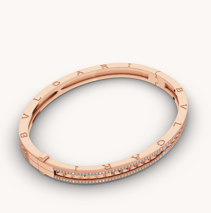 [Marins]ZERO 1 SPIRAL AND PAVED DIAMOND PINK GOLD BRACELET