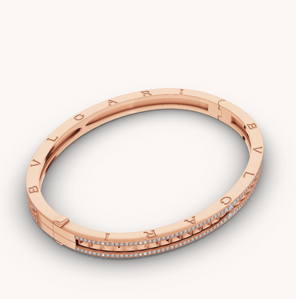 [Marins]ZERO 1 SPIRAL AND PAVED DIAMOND PINK GOLD BRACELET