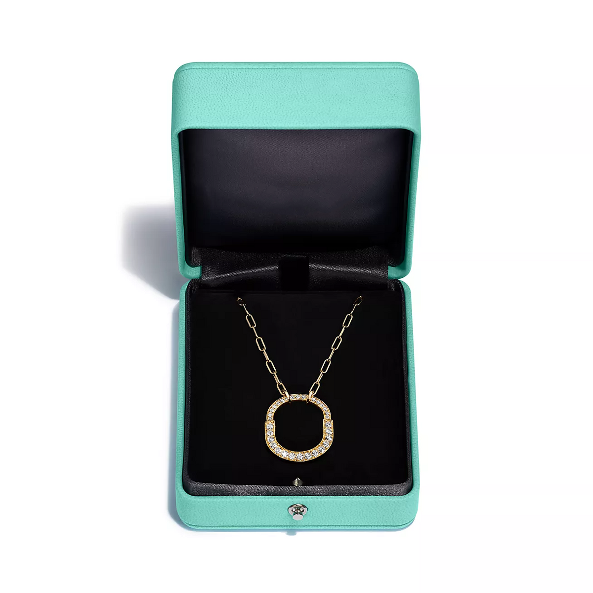 [Marins]LOCK NECKLACE MEDIUM PENDANT GOLD PAVED DIAMONDS