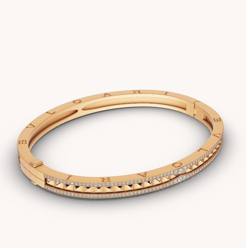 [Marins]ZERO 1 SPIRAL AND PAVED DIAMOND GOLD BRACELET