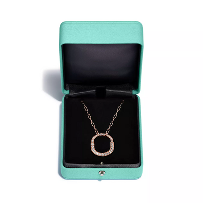 [Marins]LOCK NECKLACE MEDIUM PENDANT PINK GOLD PAVED DIAMONDS