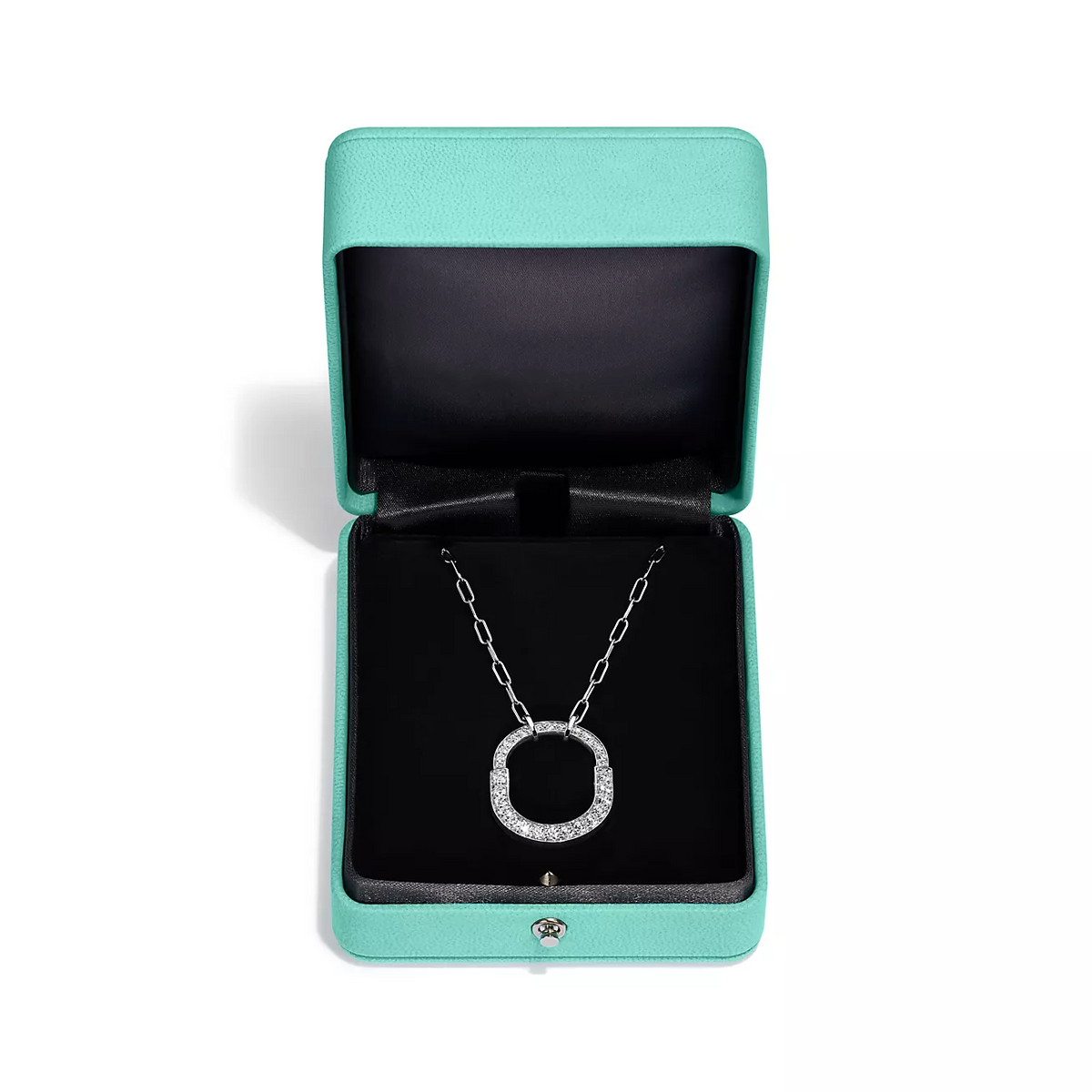 [Marins]LOCK NECKLACE MEDIUM PENDANT SILVER PAVED DIAMONDS