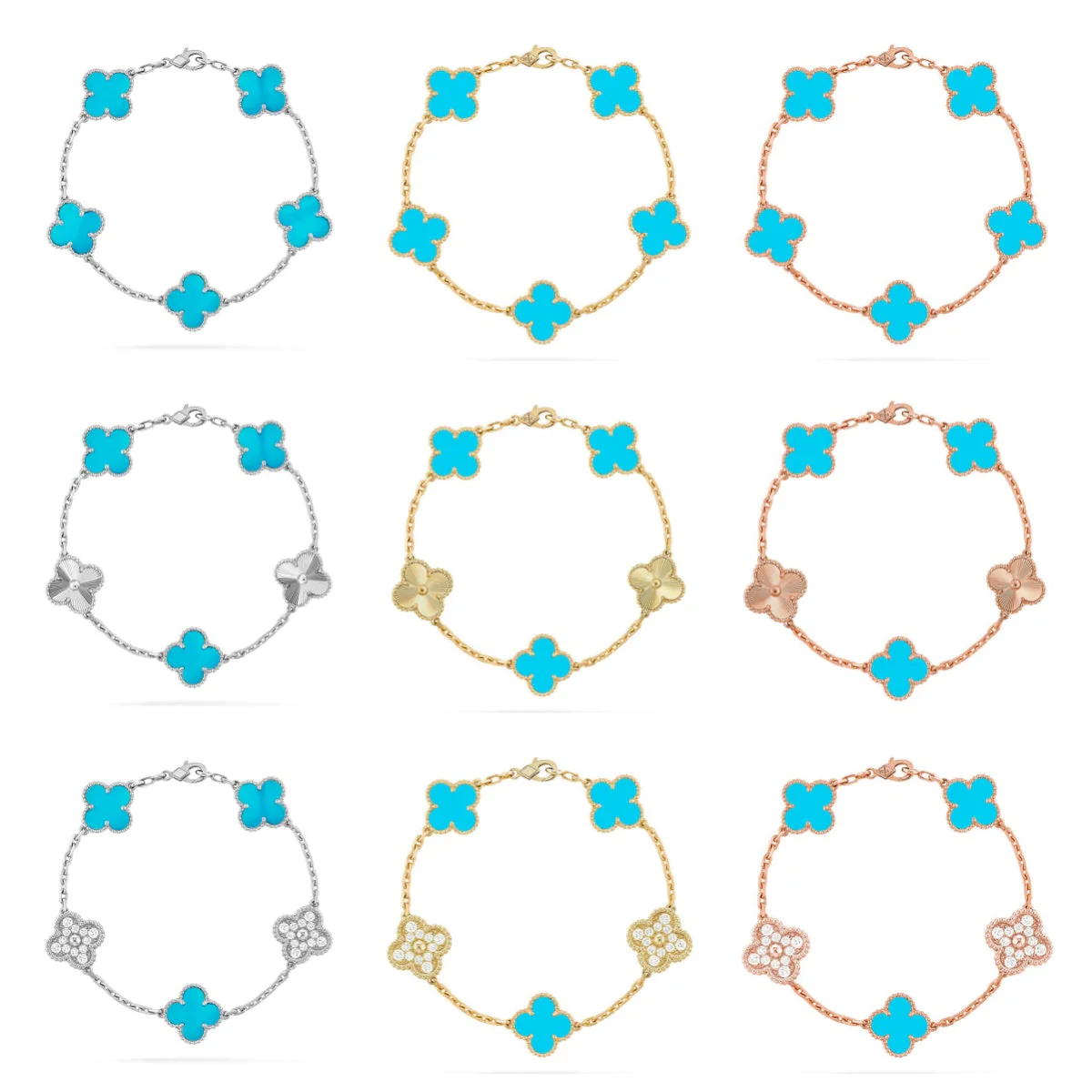 [Marins] CLOVER 5 MOTIF TURQUOISE BRACELET COLLECTION