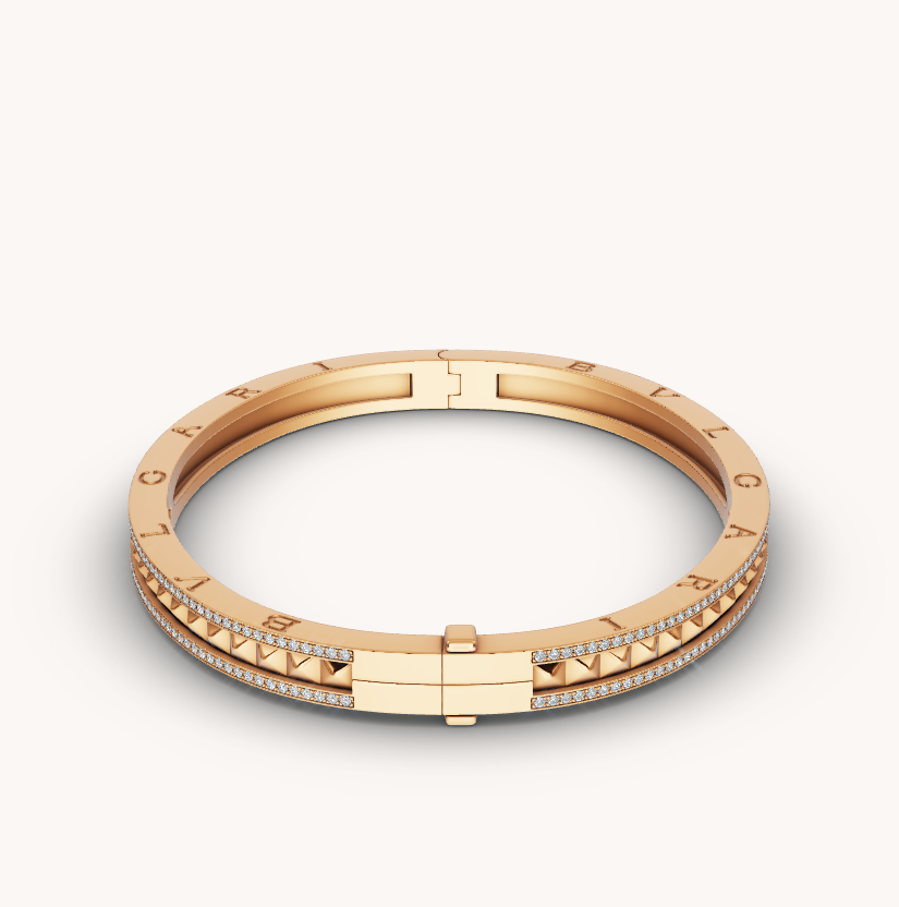 [Marins]ZERO 1 SPIRAL AND PAVED DIAMOND GOLD BRACELET