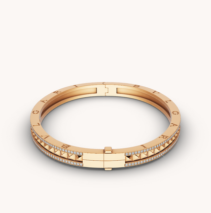 [Marins]ZERO 1 SPIRAL AND PAVED DIAMOND GOLD BRACELET