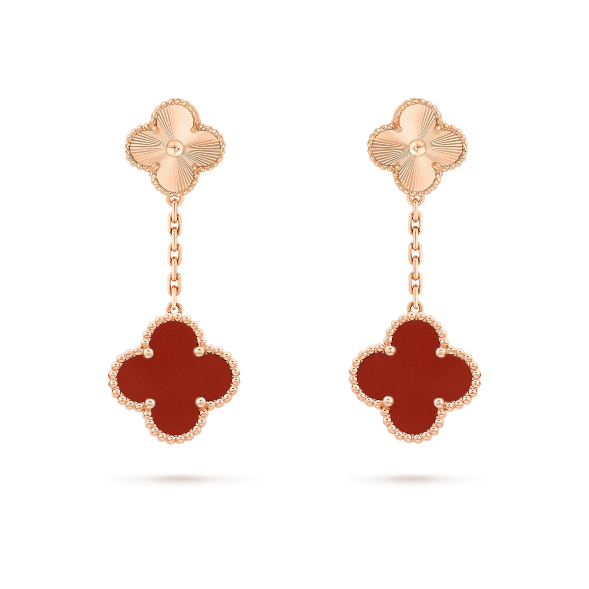 [Marins]CLOVER 2 MOTIF  LASER CARNELIAN EARRINGS