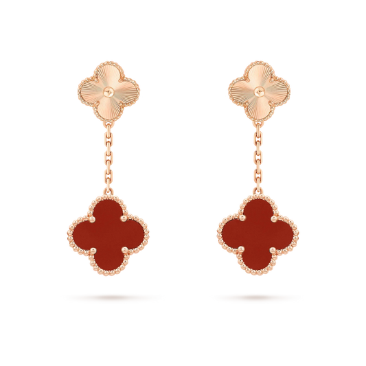 [Marins]CLOVER 2 MOTIF  LASER CARNELIAN EARRINGS