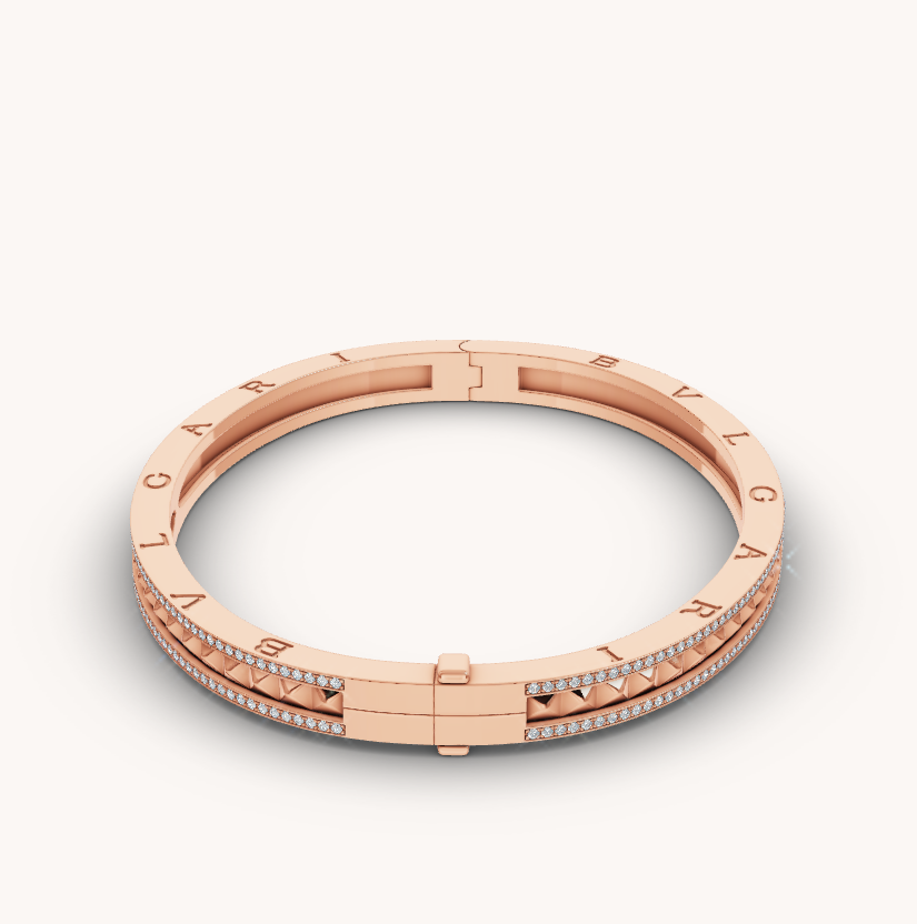 [Marins]ZERO 1 SPIRAL AND PAVED DIAMOND PINK GOLD BRACELET