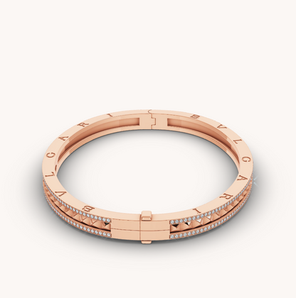 [Marins]ZERO 1 SPIRAL AND PAVED DIAMOND PINK GOLD BRACELET