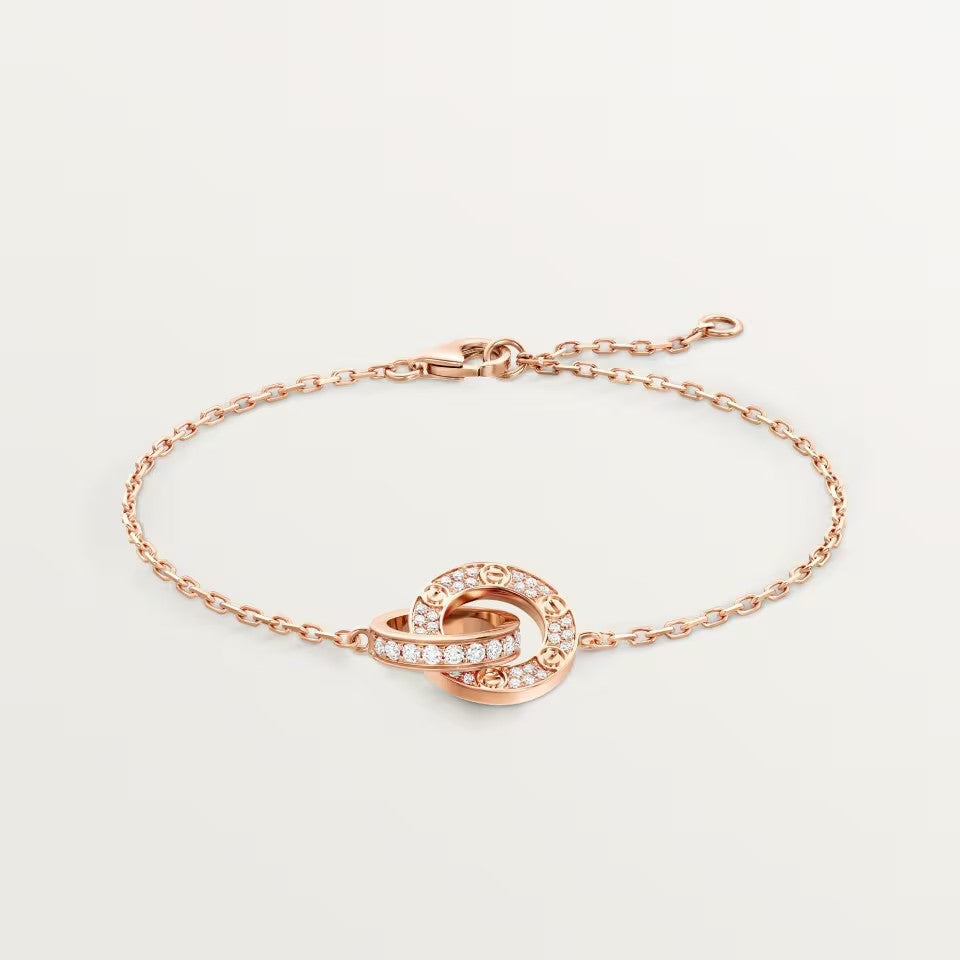 [Marins]LOVE DOUBLE RING FULL DIAMOND BRACELET
