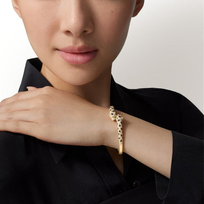 [Marins]PANTHERE DOUBLE HEADED HALF DIAMOND OPEN BRACELET