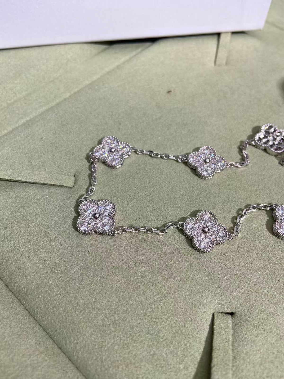 [Marins Jewelry]CLOVER 10 MOTIFS  FULL DIAMOND NECKLACE
