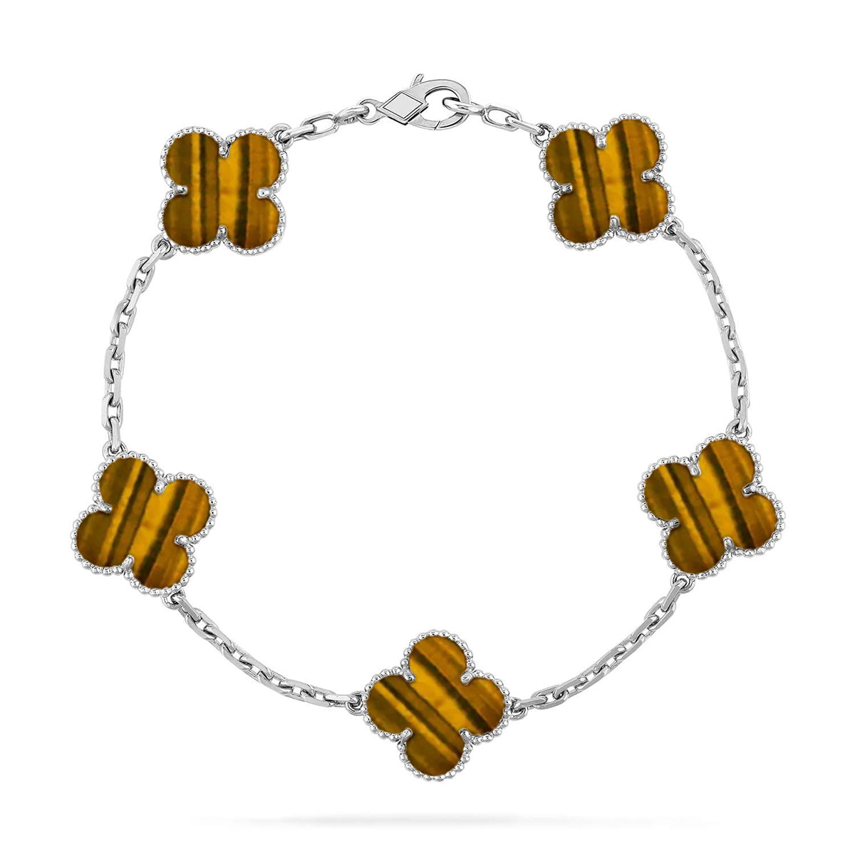 [Marins] CLOVER 5 MOTIFS TIGER EYE BRACELET COLLECTION